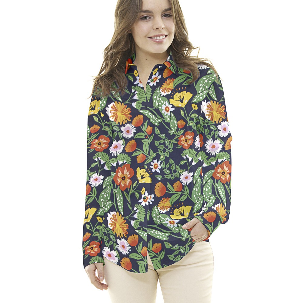 Coton Mode Botanique Bleu Marine - Ribes y Casals