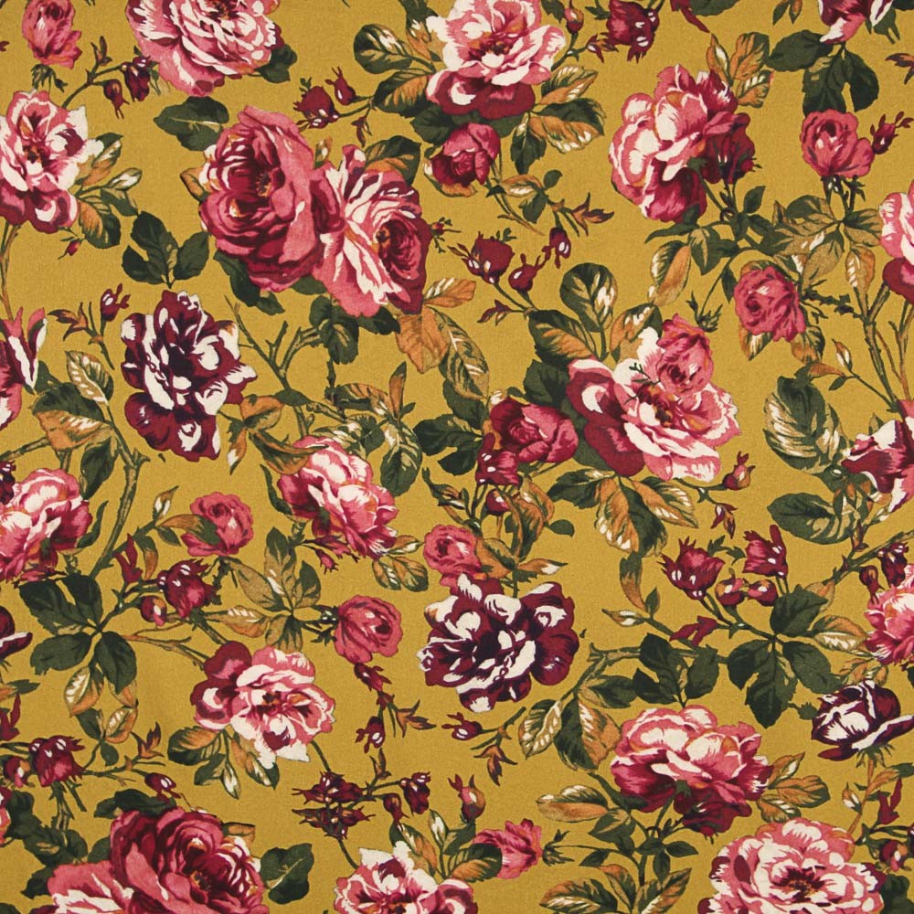 Coton Mode Fleurs Moutarde - Ribes y Casals