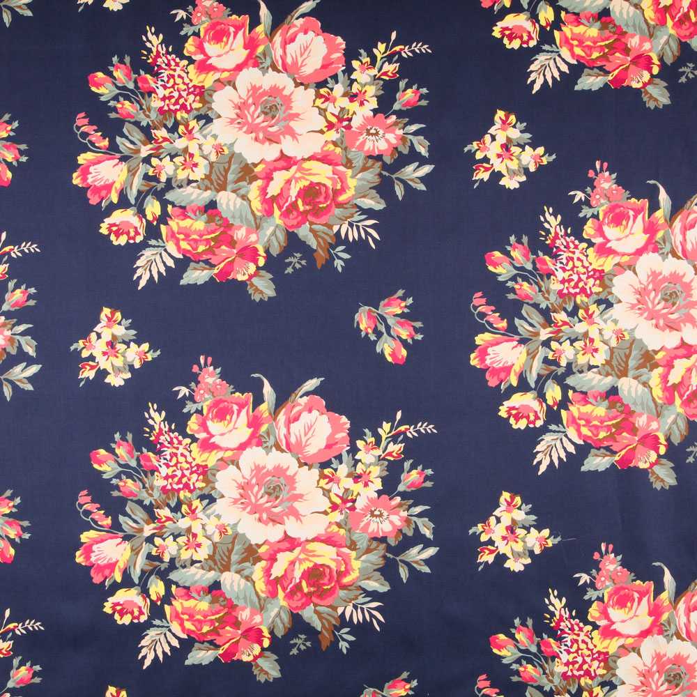 Spandex Crétonne Bleu Coton Nuit - Ribes y Casals