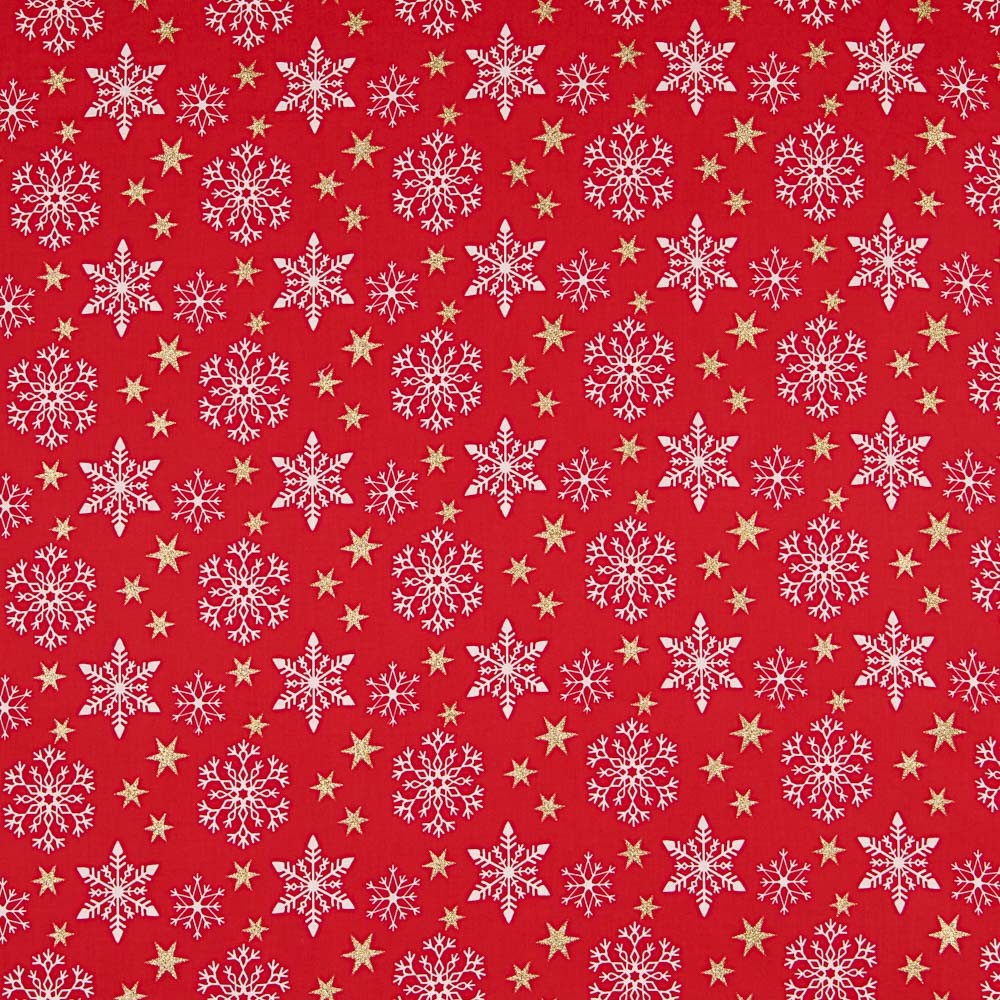 Coton Noël Doré Étoiles Rouge - Ribes y Casals