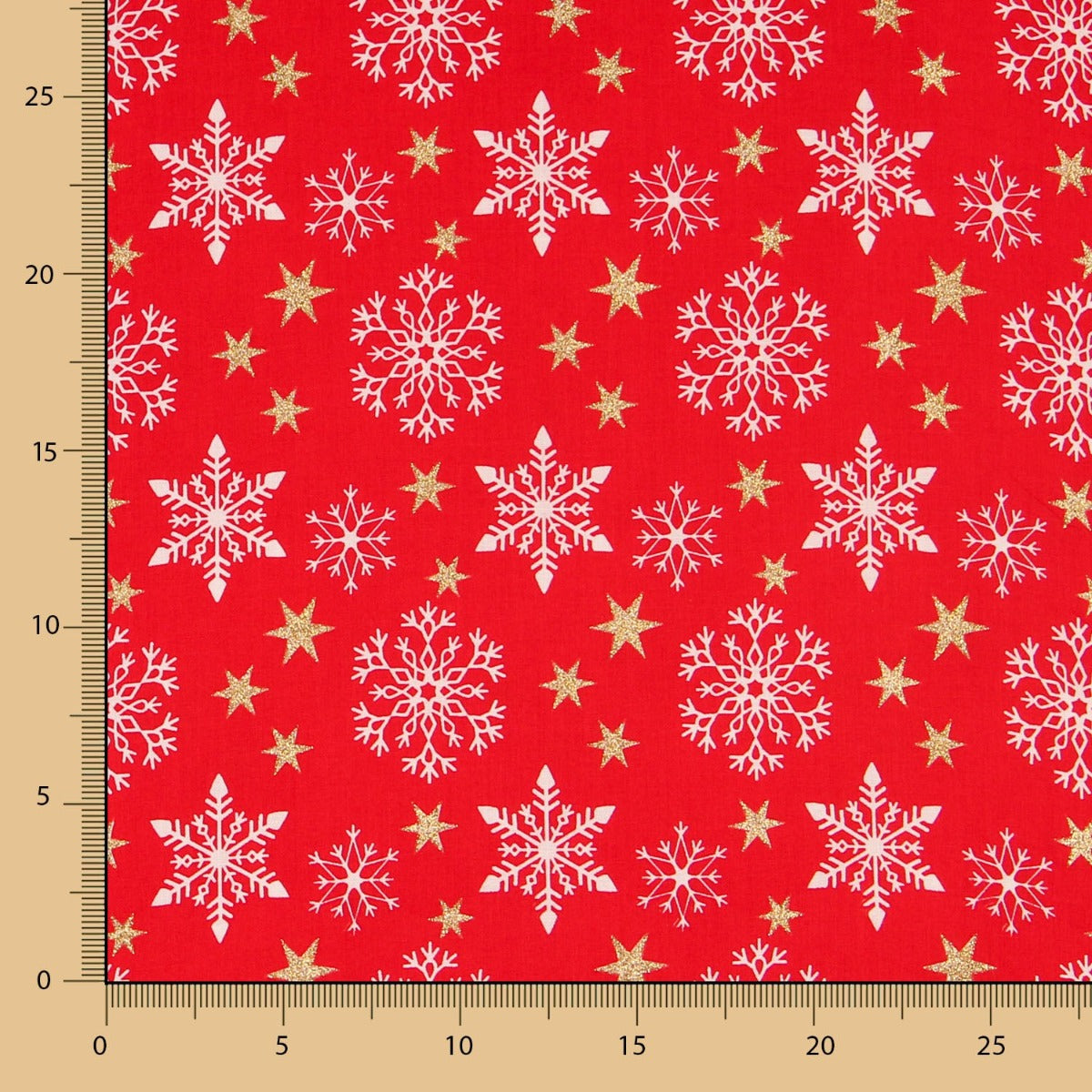 Coton Noël Doré Étoiles Rouge - Ribes y Casals