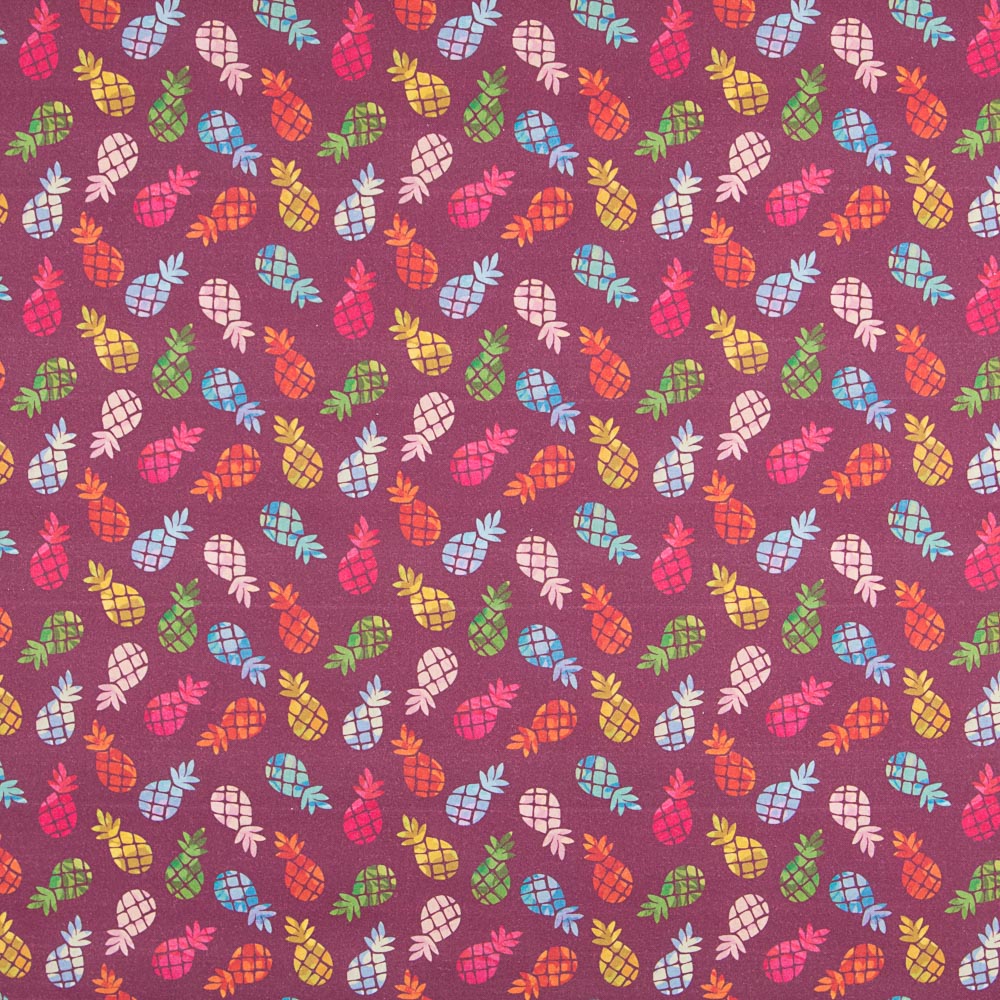 Coton Popeline Ananas Grenat - Ribes y Casals