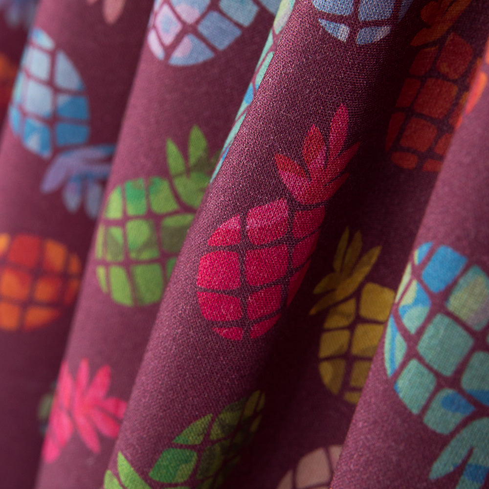 Coton Popeline Ananas Grenat - Ribes y Casals