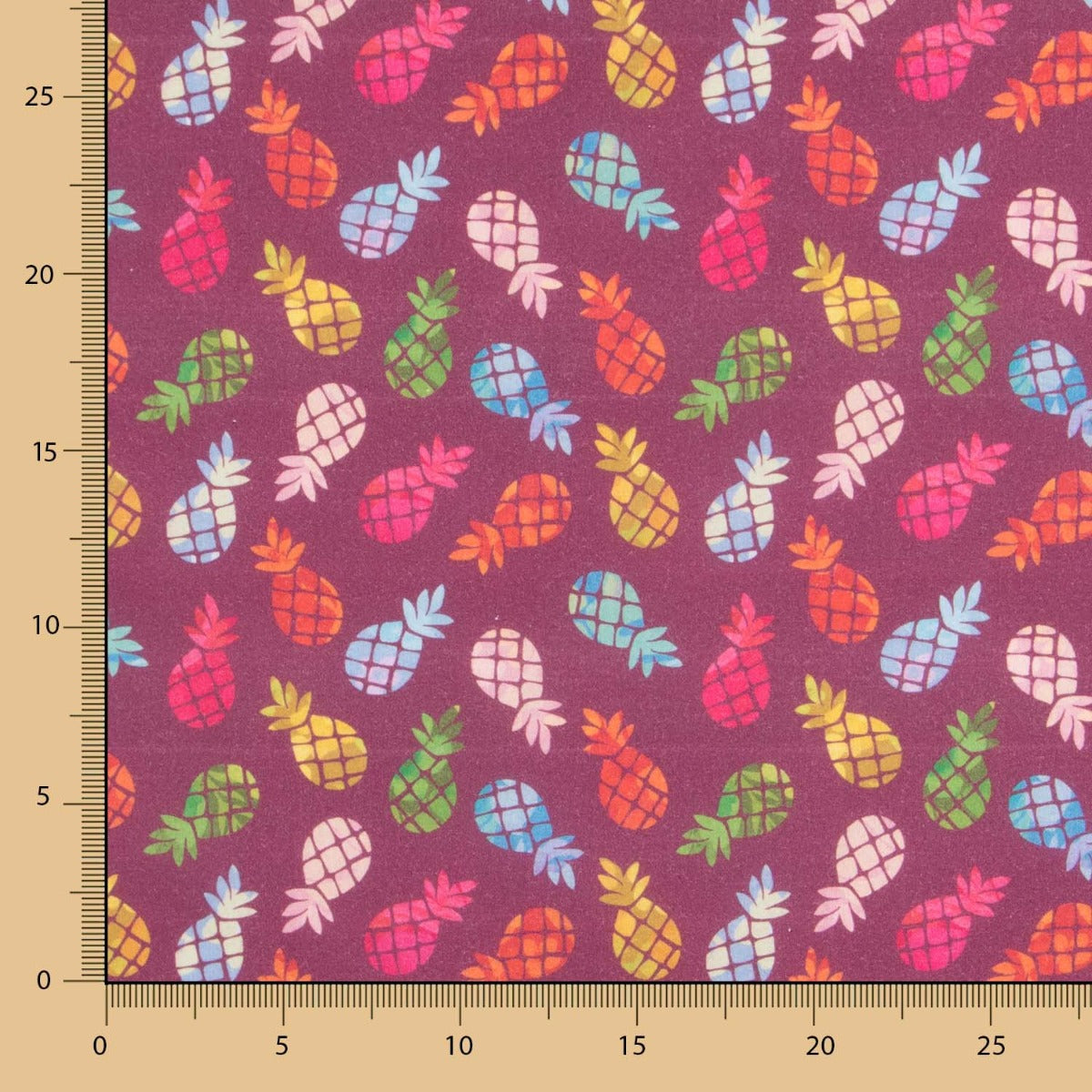 Coton Popeline Ananas Grenat - Ribes y Casals