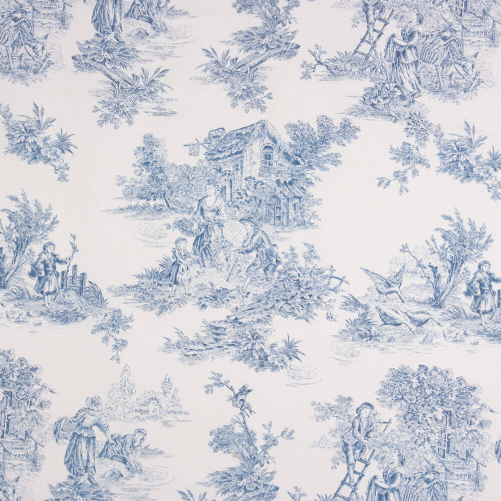 Nappe Résine Anti-tache Enduite Toile de Jouy Bleu - Ribes y Casals