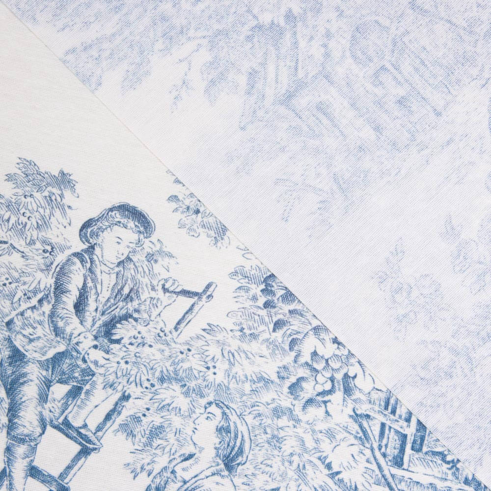 Nappe Résine Anti-tache Enduite Toile de Jouy Bleu - Ribes y Casals