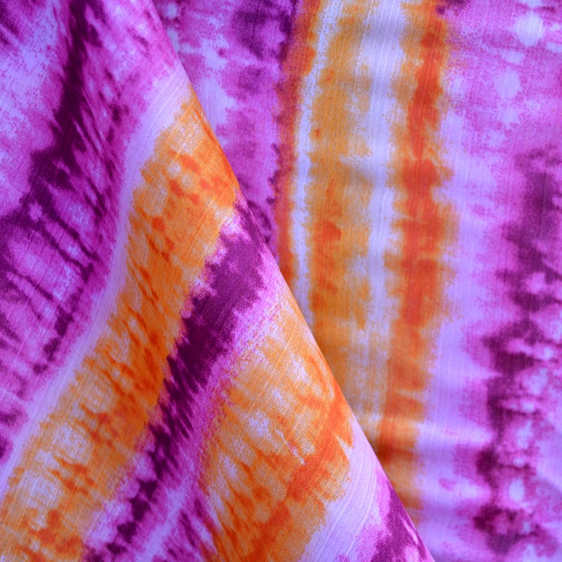 Bambula Imprimée Tie-Dye Rayures Orange - Ribes y Casals