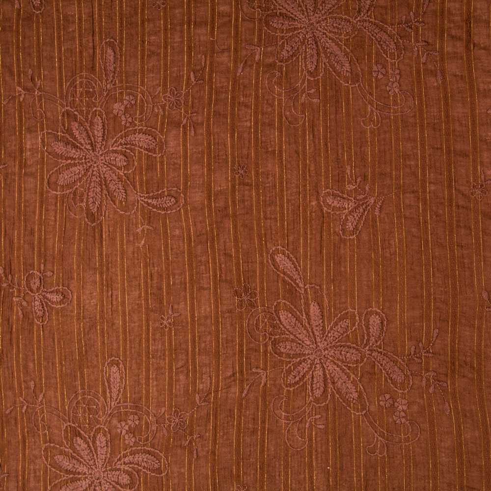 Bambula Poliester Bordado Lurex Marrón - Ribes y Casals