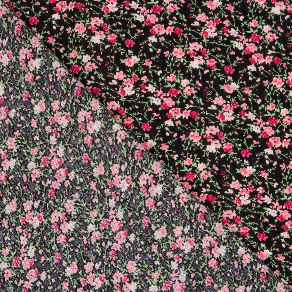 Gaze Viscose Petite Fleur Noir - Ribes y Casals