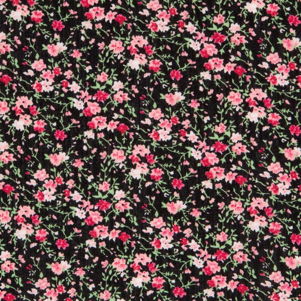 Gaze Viscose Petite Fleur Noir - Ribes y Casals