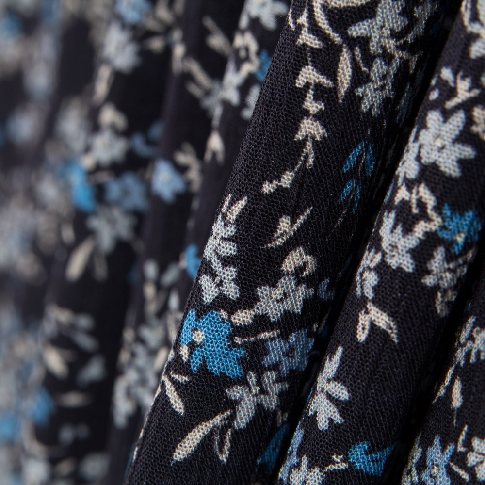 Viscose Doube Gaze Fleurs Celeste - Ribes y Casals