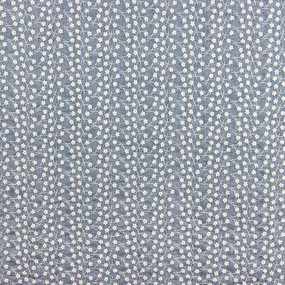Bambula Coton Broderie Suisse Denim Bleu - Ribes y Casals