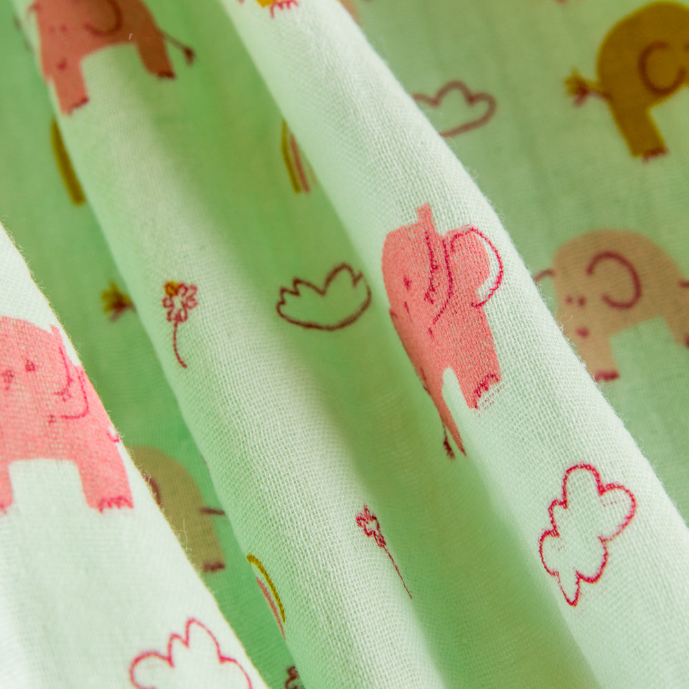 Double Gaze Coton Eléphant Vert Clair - Ribes y Casals
