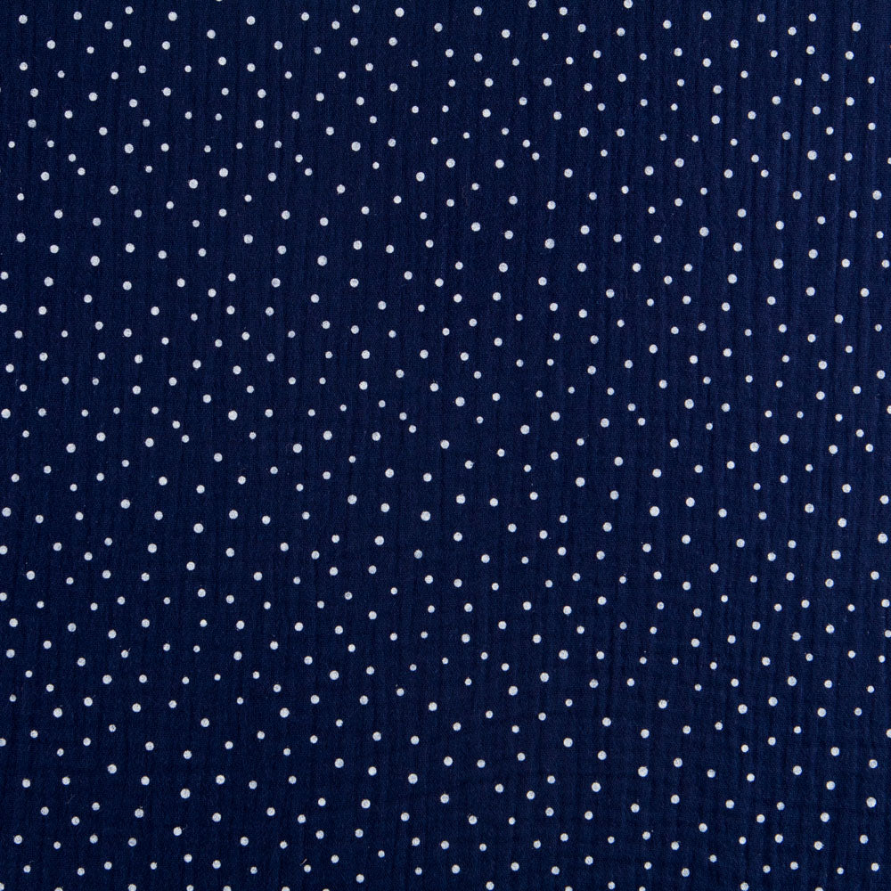 Double Gaze Coton Pois Bleu Nuit - Ribes y Casals