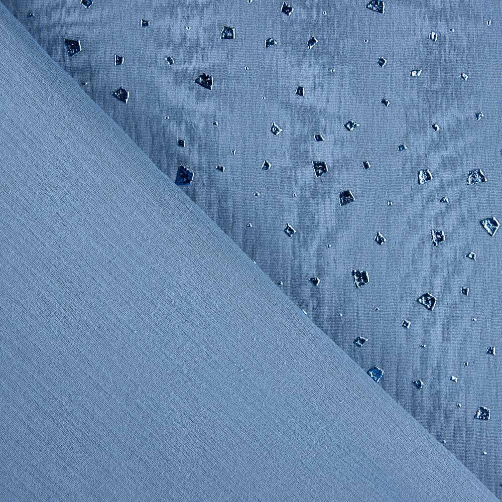 Mousseline Coton Chiné Lurex Bleu Lurex - Ribes y Casals