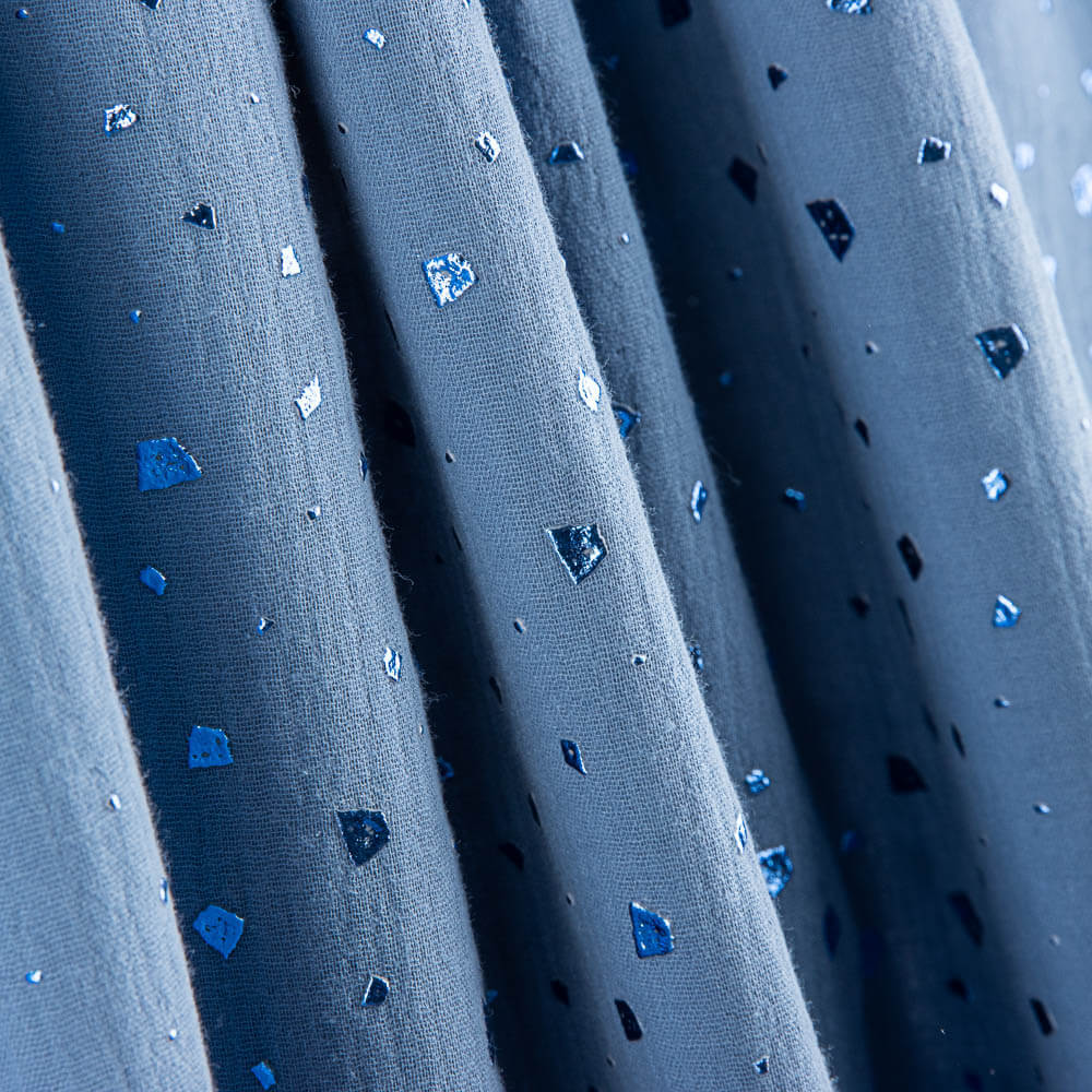 Mousseline Coton Chiné Lurex Bleu Lurex - Ribes y Casals