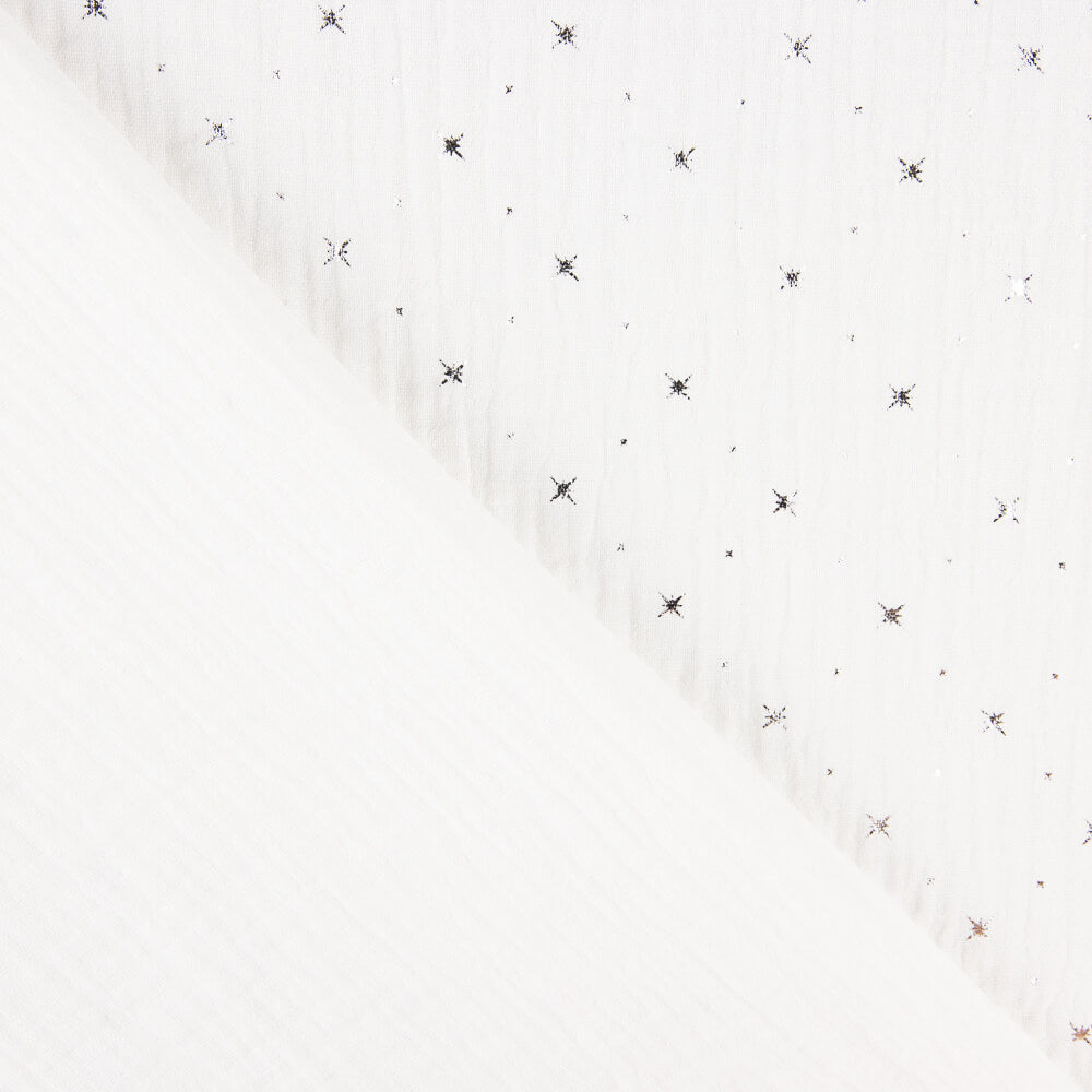 Mousseline Coton Étoiles Lurex Blanc - Ribes y Casals