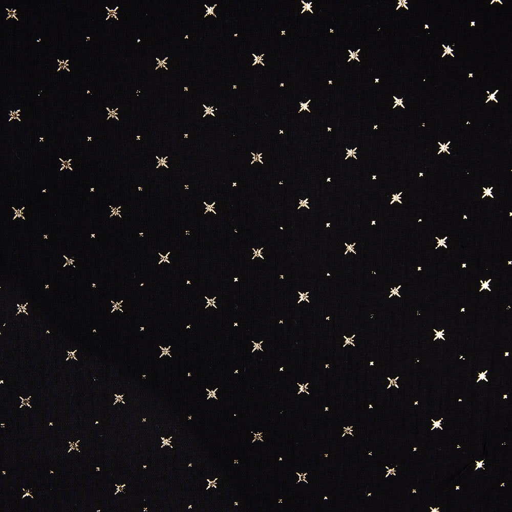 Mousseline Coton Étoiles Lurex Noir - Ribes y Casals