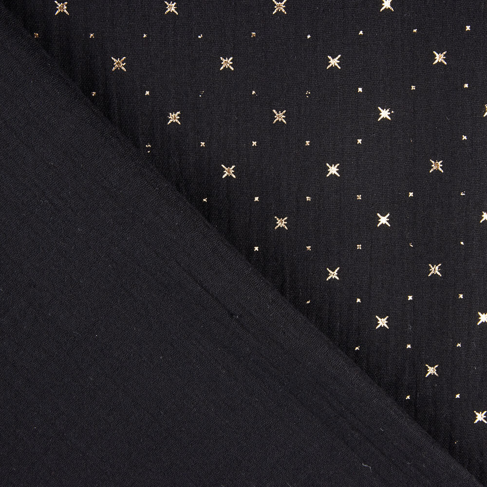 Mousseline Coton Étoiles Lurex Noir - Ribes y Casals