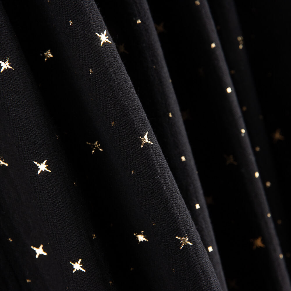 Mousseline Coton Étoiles Lurex Noir - Ribes y Casals