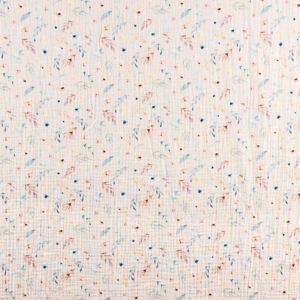 Tissu Mousseline Coton  Fleurs Camel - Ribes y Casals