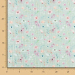 Tissu Mousseline Coton Vert Menthe Fleurs - Ribes y Casals