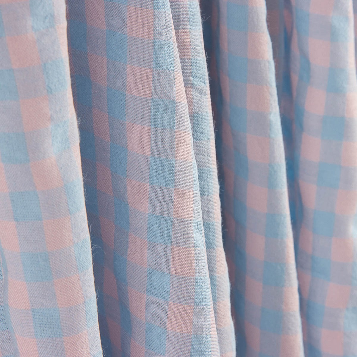 Mélange de coton seersucker Vichy – Bleu tendre et rose - Ribes y Casals