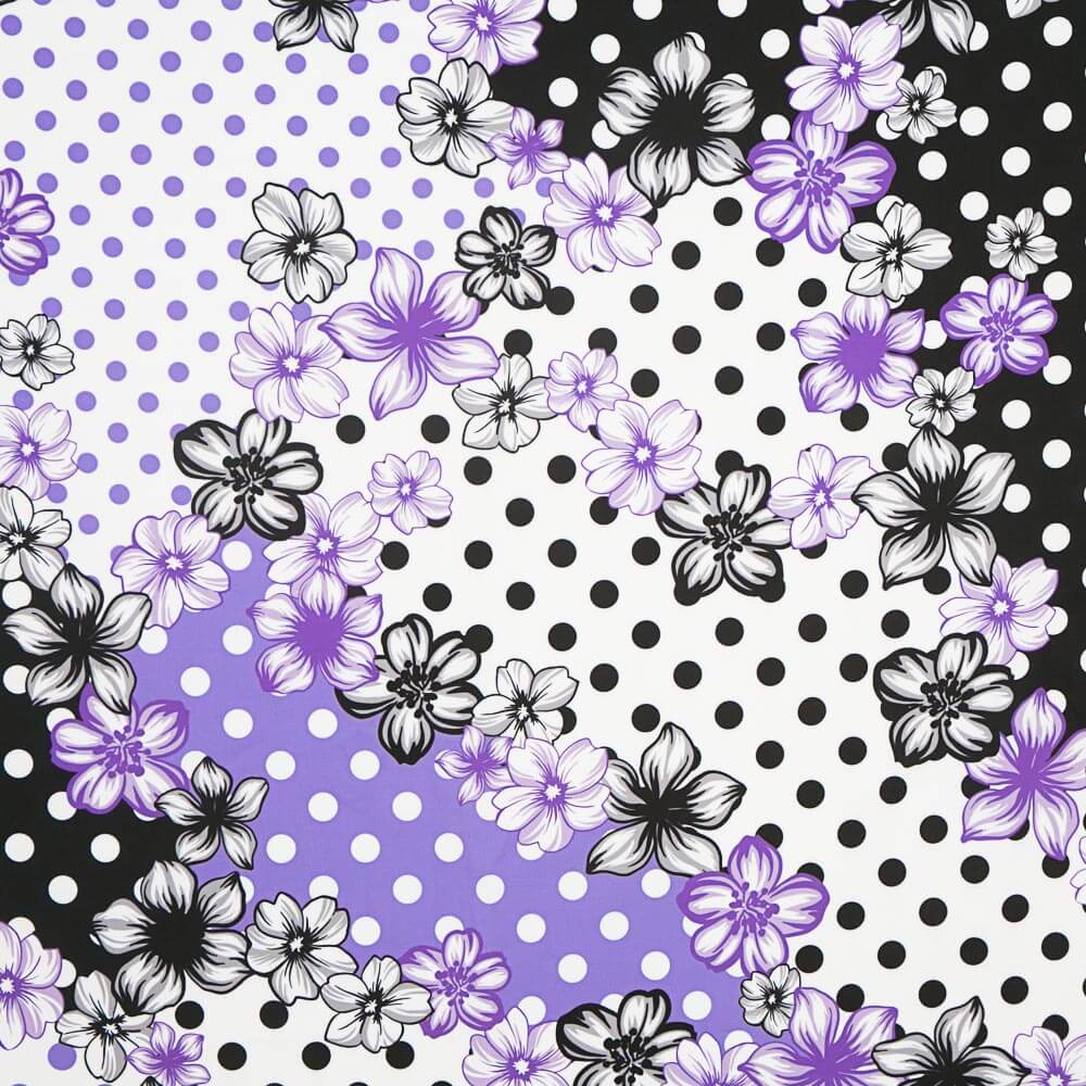 Bi-stretch Fleur Pois Mix Mauve - Ribes y Casals