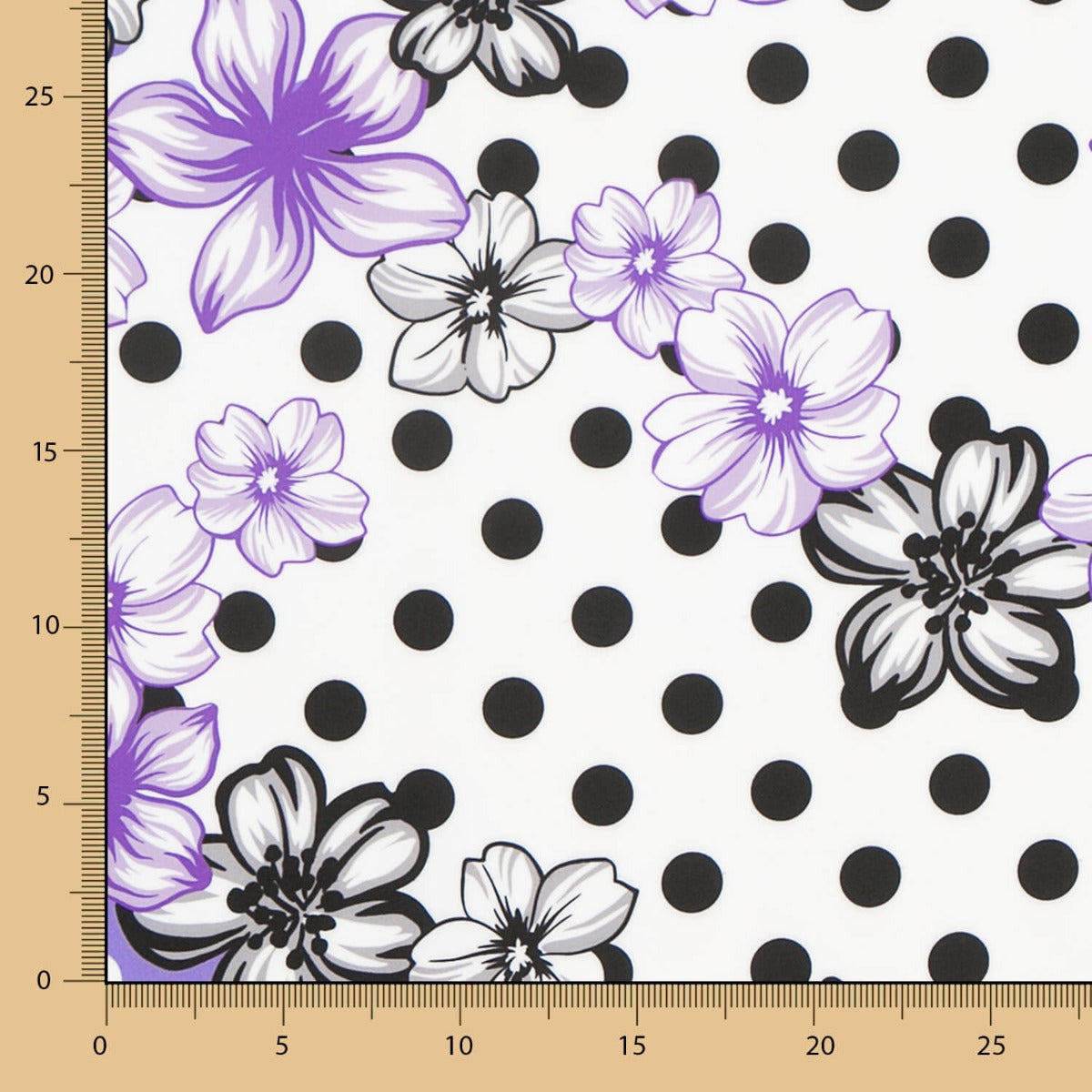 Bi-stretch Fleur Pois Mix Mauve - Ribes y Casals