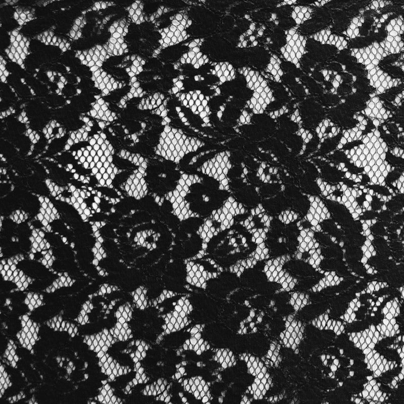 Dentelle Lacée Fleurs Rebrodée Noir - Ribes y Casals