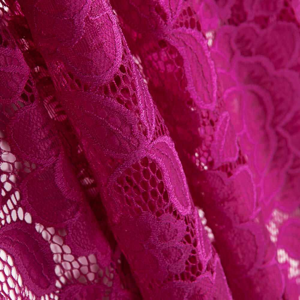 Dentelle Fleurs Spandex Cyclamen - Ribes y Casals