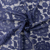 Dentelle bleu marine avec motif floral en élasthanne - Ribes y Casals