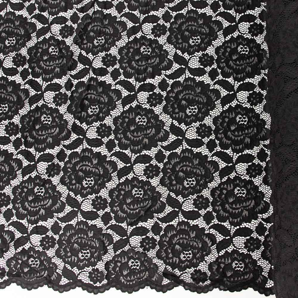 Dentelle Fleurs Spandex Noir - Ribes y Casals