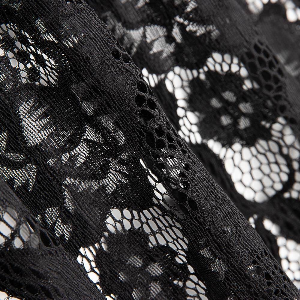 Dentelle Fleurs Spandex Noir - Ribes y Casals