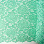 Dentelle verte aquatique avec motifs floraux en Spandex - Ribes y Casals
