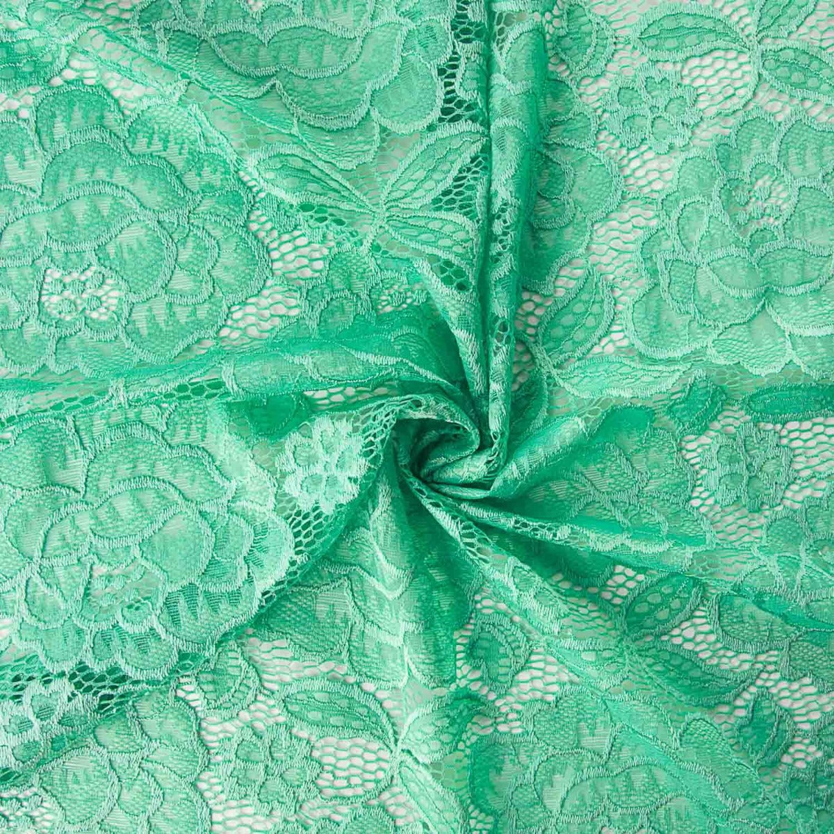 Dentelle verte aquatique avec motifs floraux en Spandex - Ribes y Casals