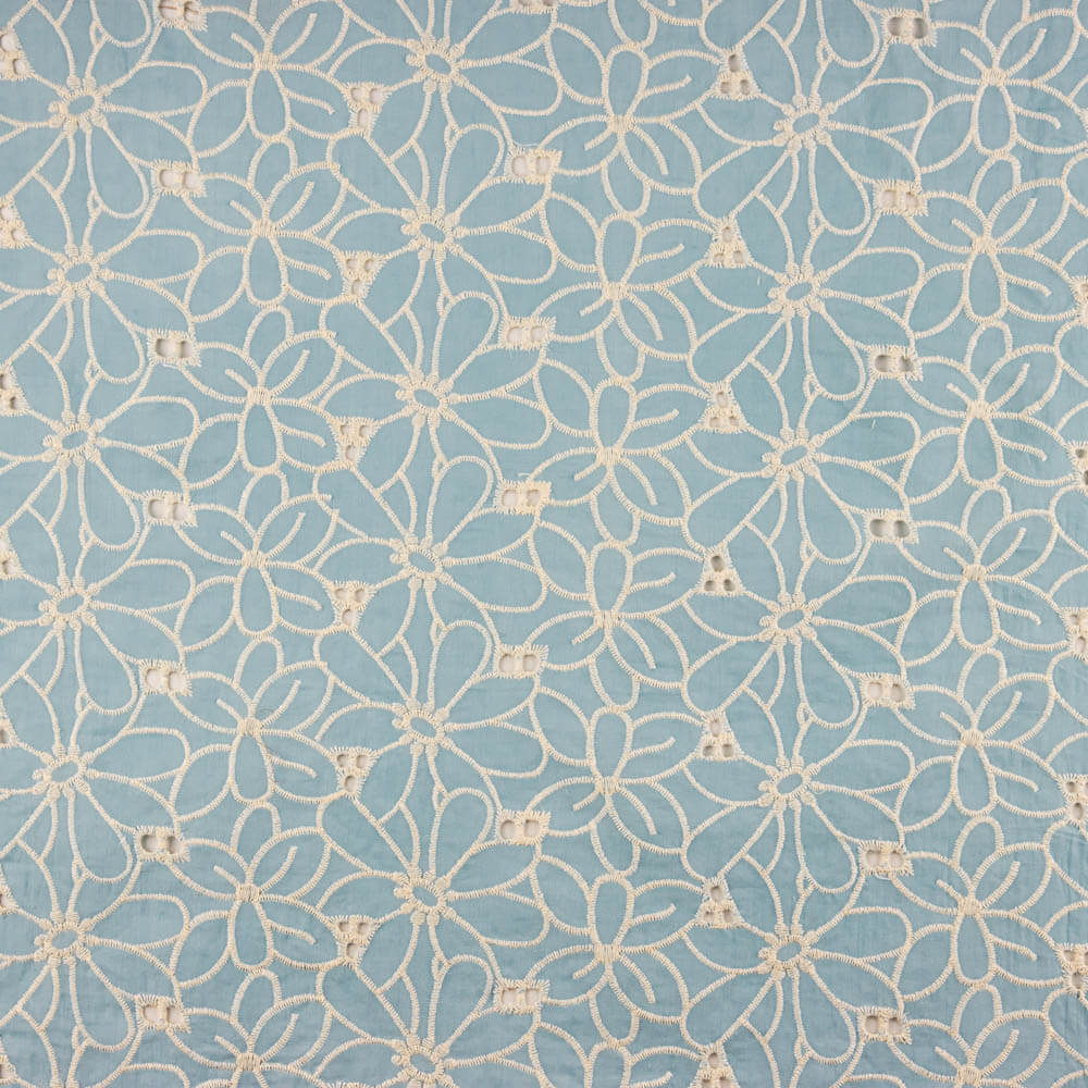 Retal Bordado Suizo Margarita Azul 55x140 cm - Ribes y Casals