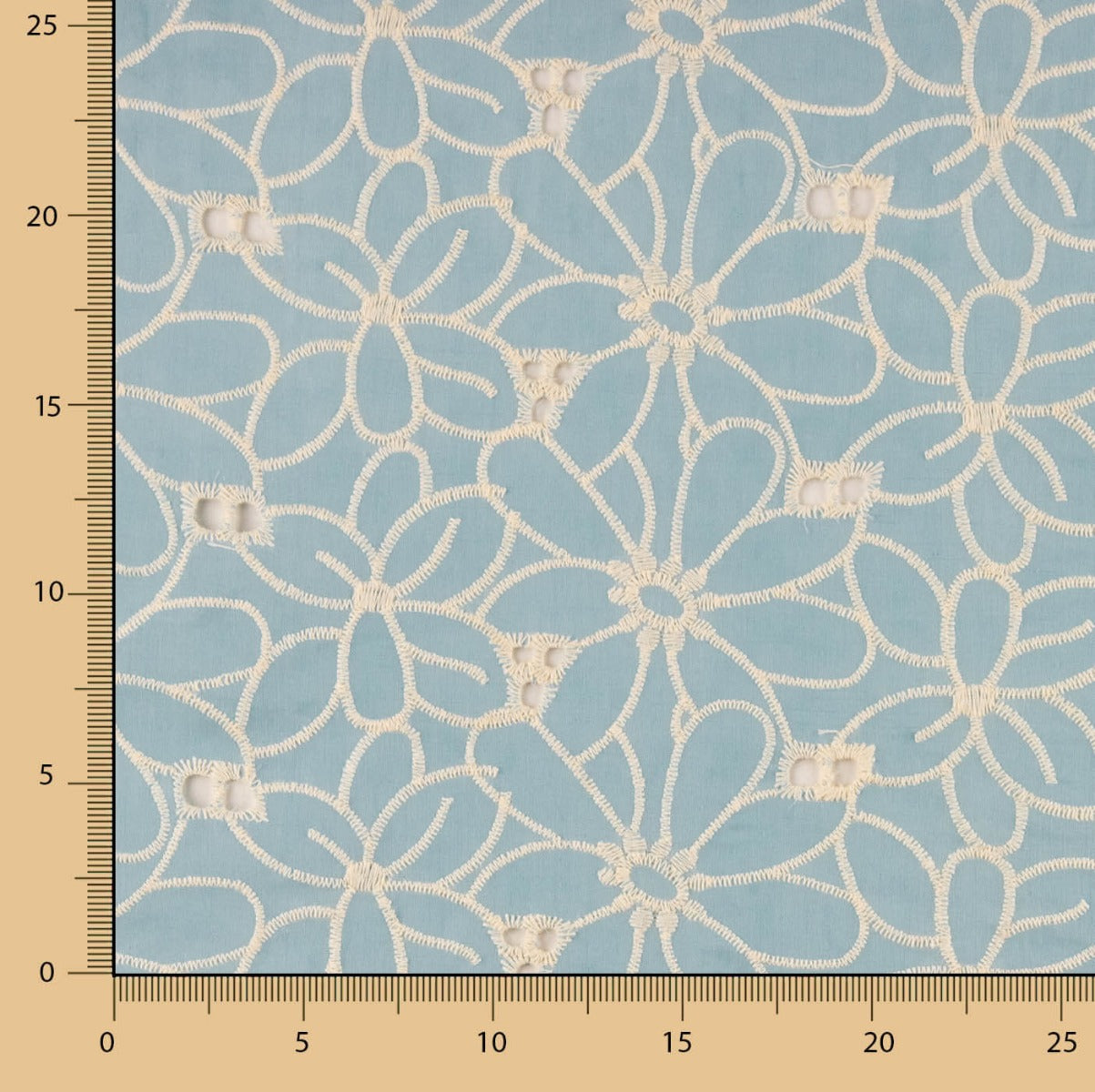 Retal Bordado Suizo Margarita Azul 55x140 cm - Ribes y Casals