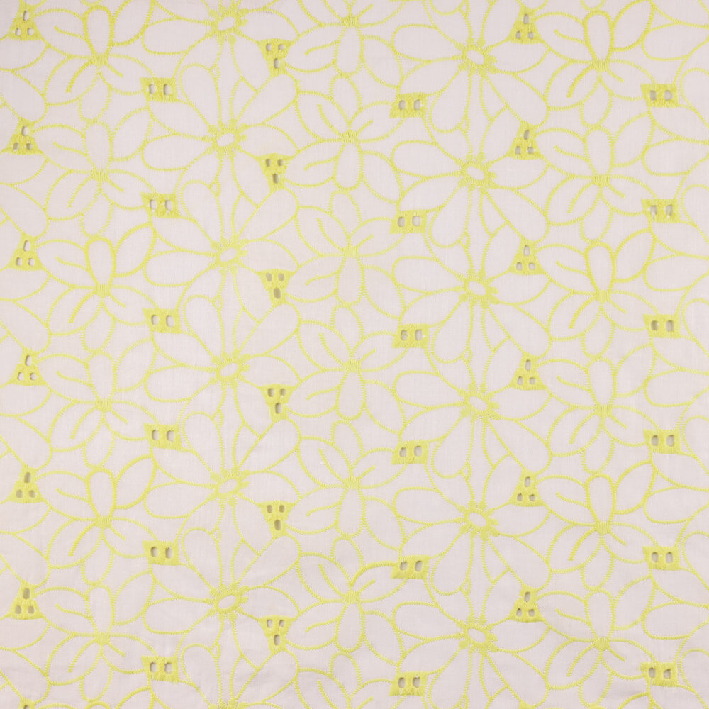 Retal Bordado Suizo Margarita Margen Amarillo 135x140 cm - Ribes y Casals