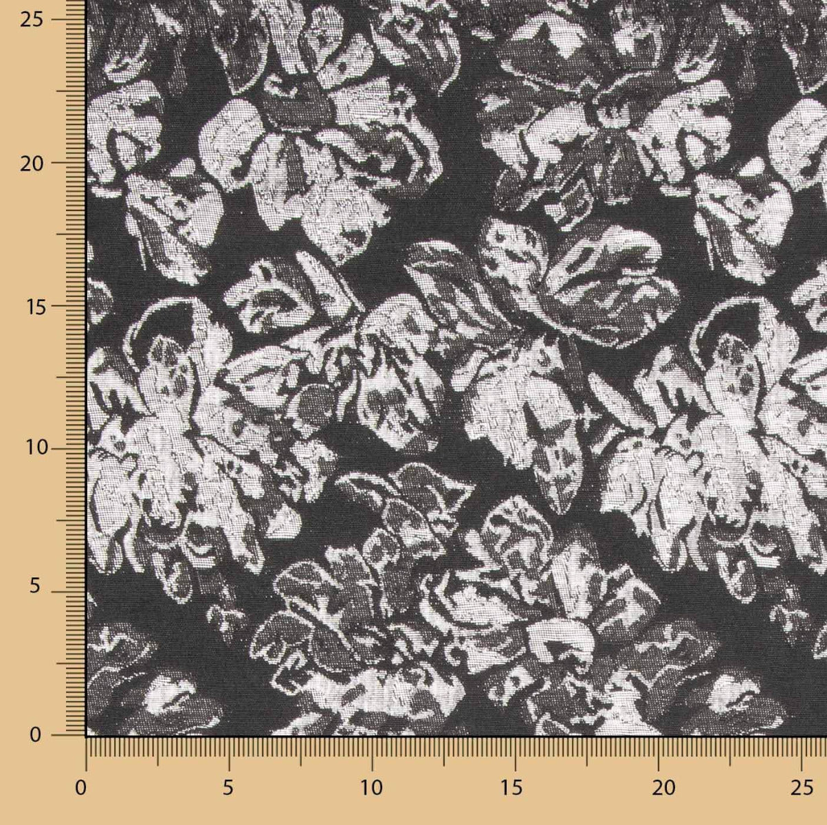 Brocart Fleur Noir Argent - Ribes y Casals