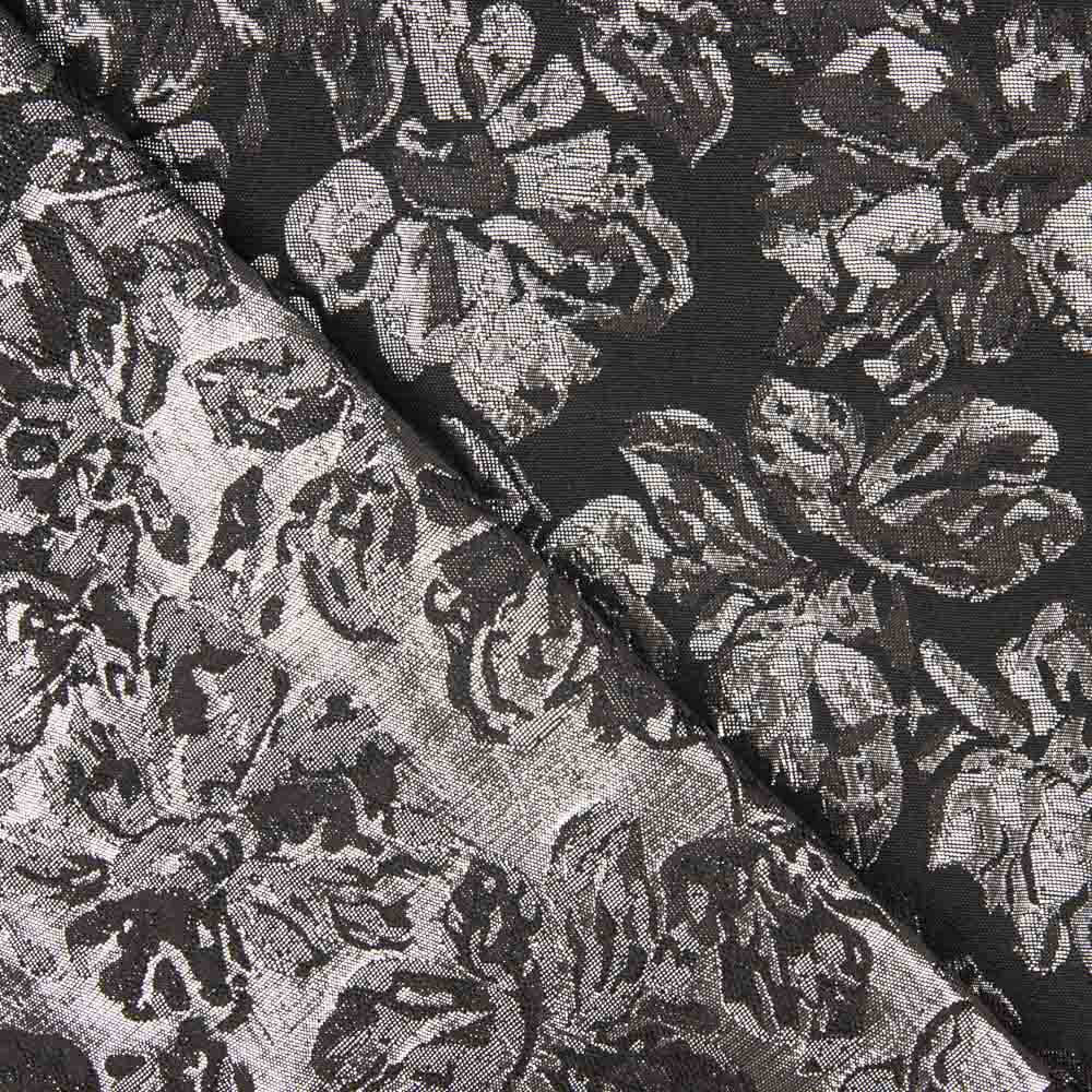 Brocart Fleur Noir Argent - Ribes y Casals
