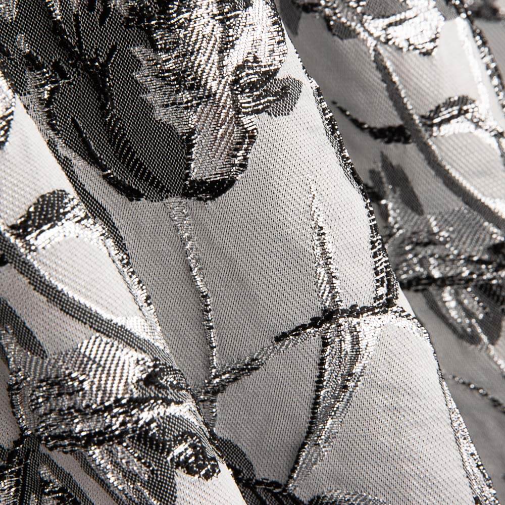 Brocart Fleur Argent Noir - Ribes y Casals