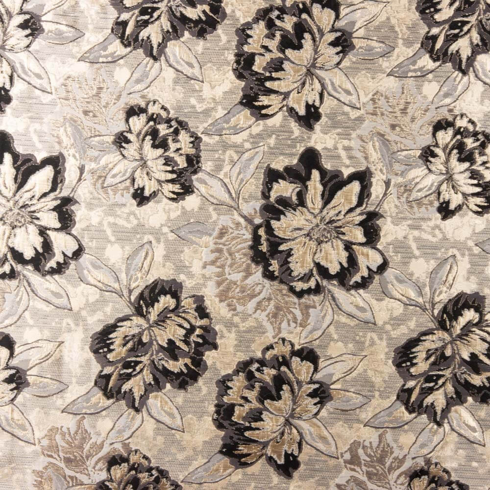 Brocado Lamé Flor Negro - Ribes y Casals