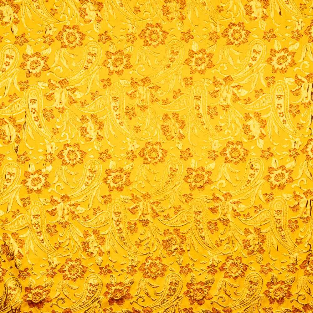 Brocart Lurex Fleur Jaune Rouge Doré - Ribes y Casals