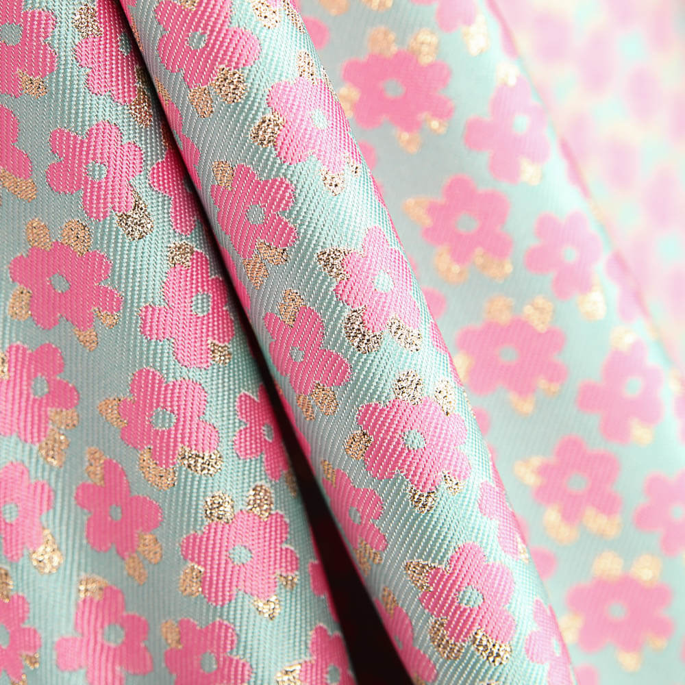 Retal Brocado Mini Flor Fucsia 100x145 cm - Ribes y Casals