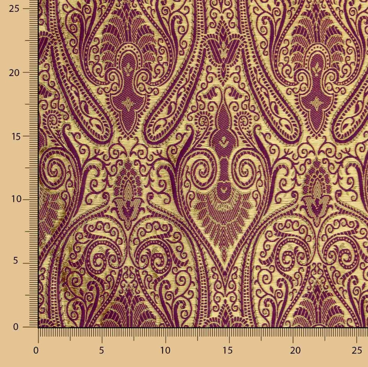 Tissu Jacquard Paisley Bourgogne - Ribes y Casals