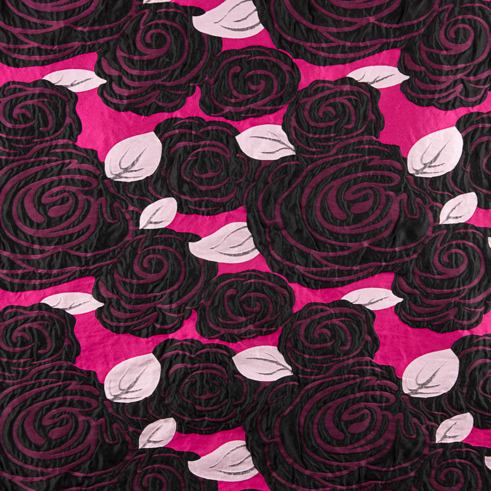 Brocart Roses Noires Fuchsia - Ribes y Casals