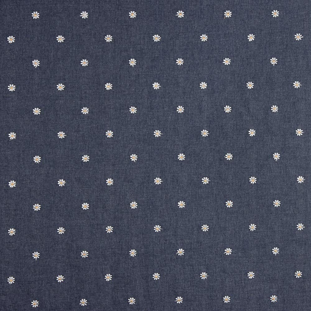 Chemise en jean brodée de marguerites foncées - Ribes y Casals