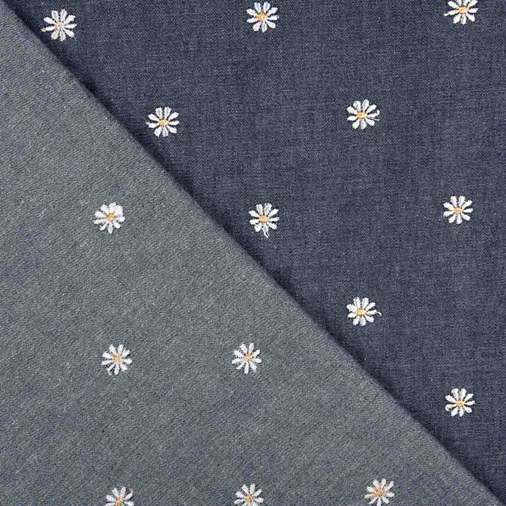 Chemise en jean brodée de marguerites foncées - Ribes y Casals