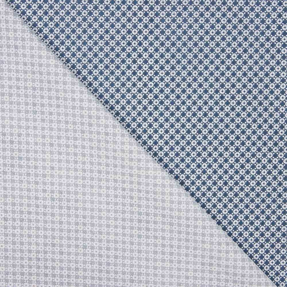 Mini-chemise en coton géométrique bleue - Ribes y Casals